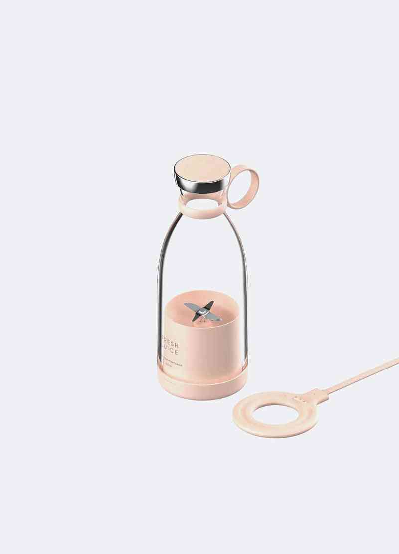 Pink Fresh Juice Waterproof Wireless Charging Portable Blender 350ml