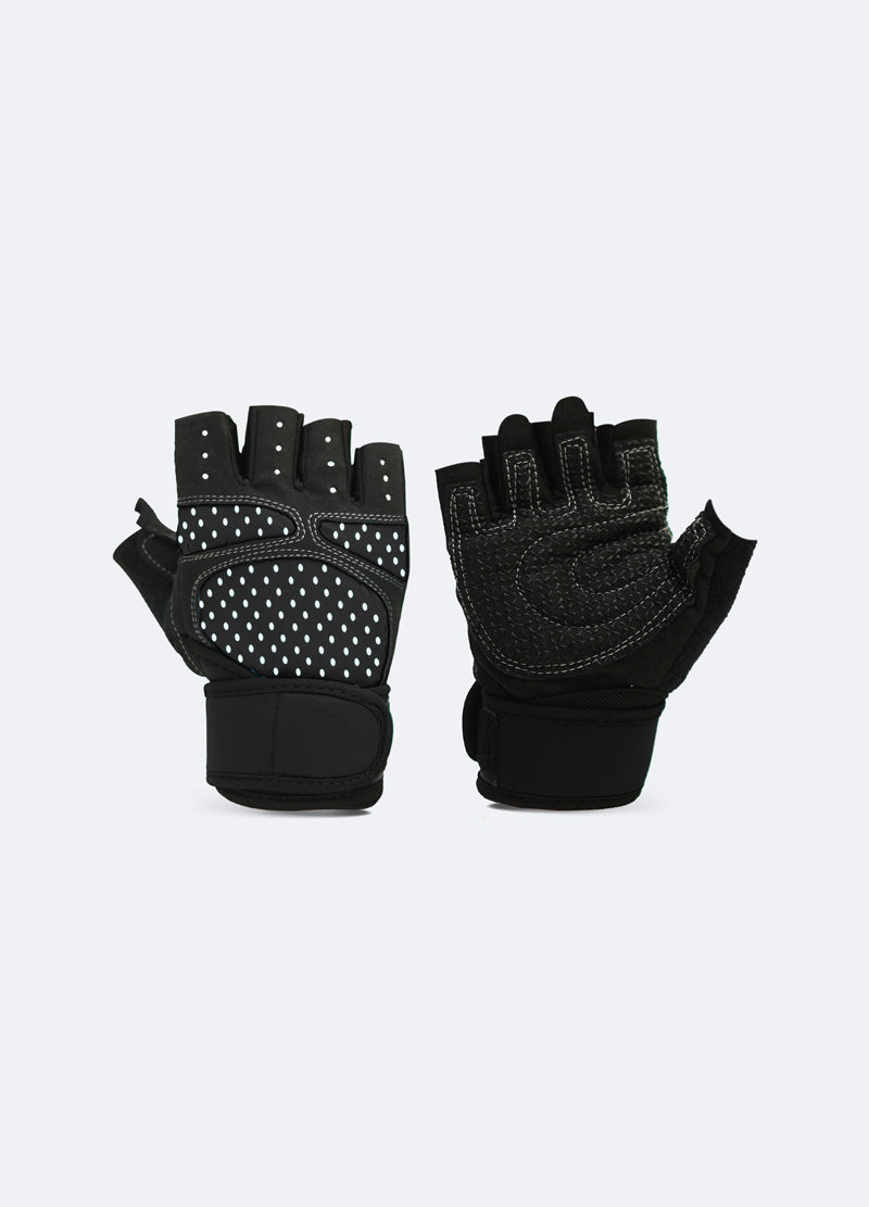 a pair of black gloves sitting on top of a white surface